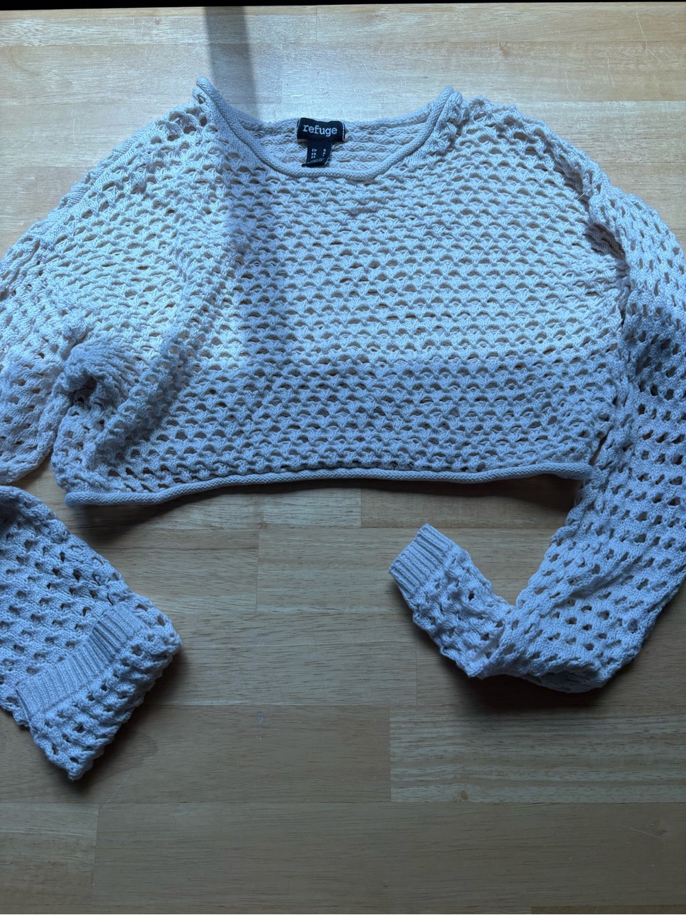 refuge Open Weave Cropped Sweater - Cream